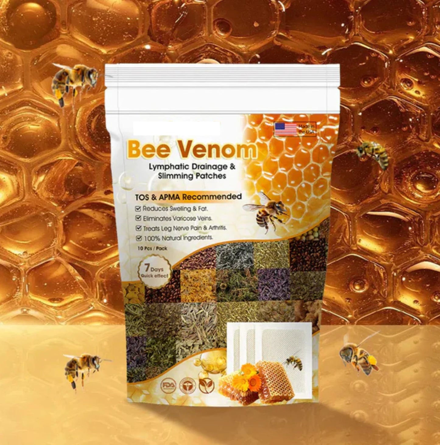 Bee Venom Lymphatic Daiamage & Sliming Patches (10 Patches)